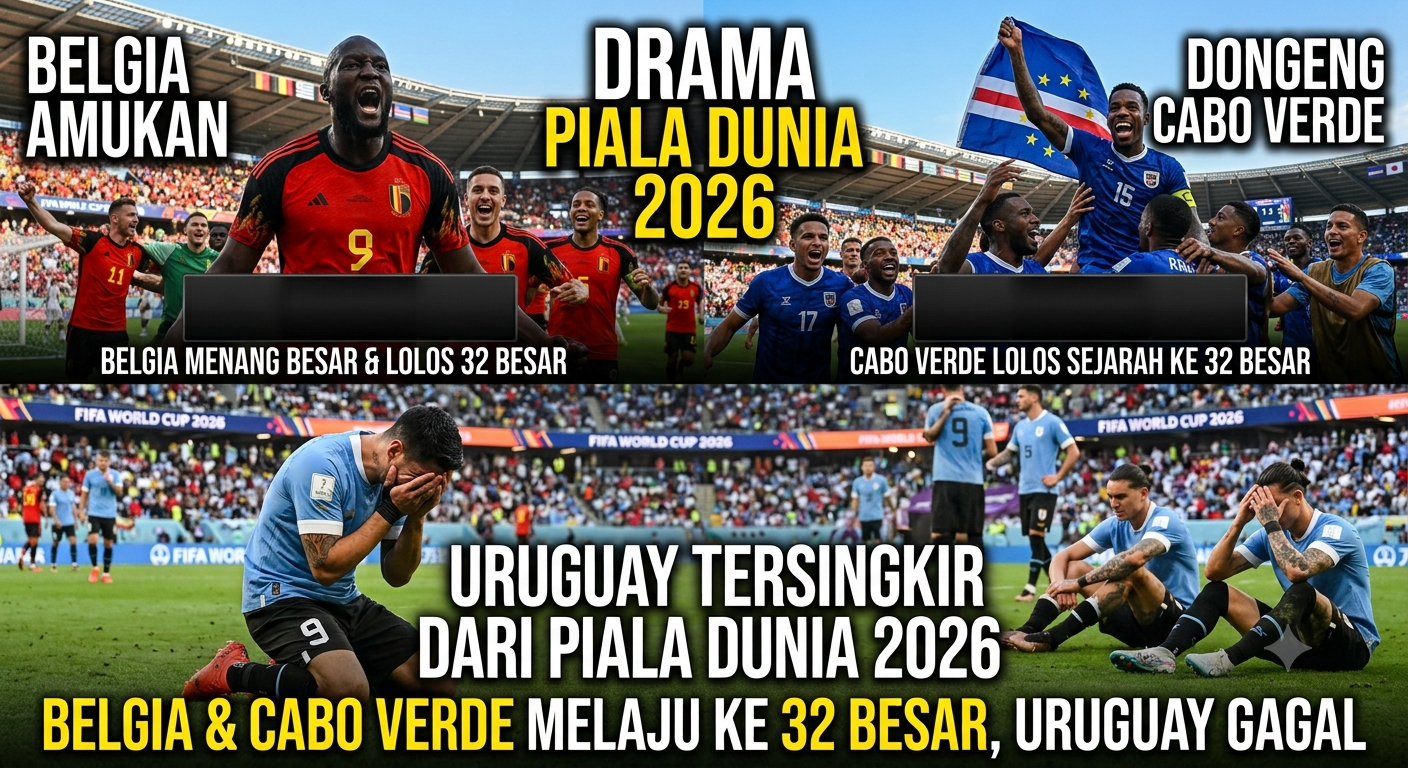 Amukan Belgia dan Dongeng Cabo Verde lolos 32 besar, Uruguay tersingkir