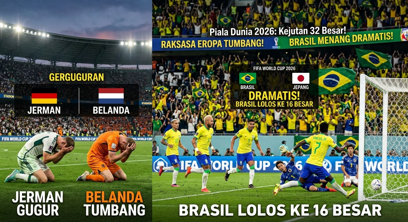 Ilustrasi Brasil menang dramatis, Jerman dan Belanda gugur di Piala Dunia 2026