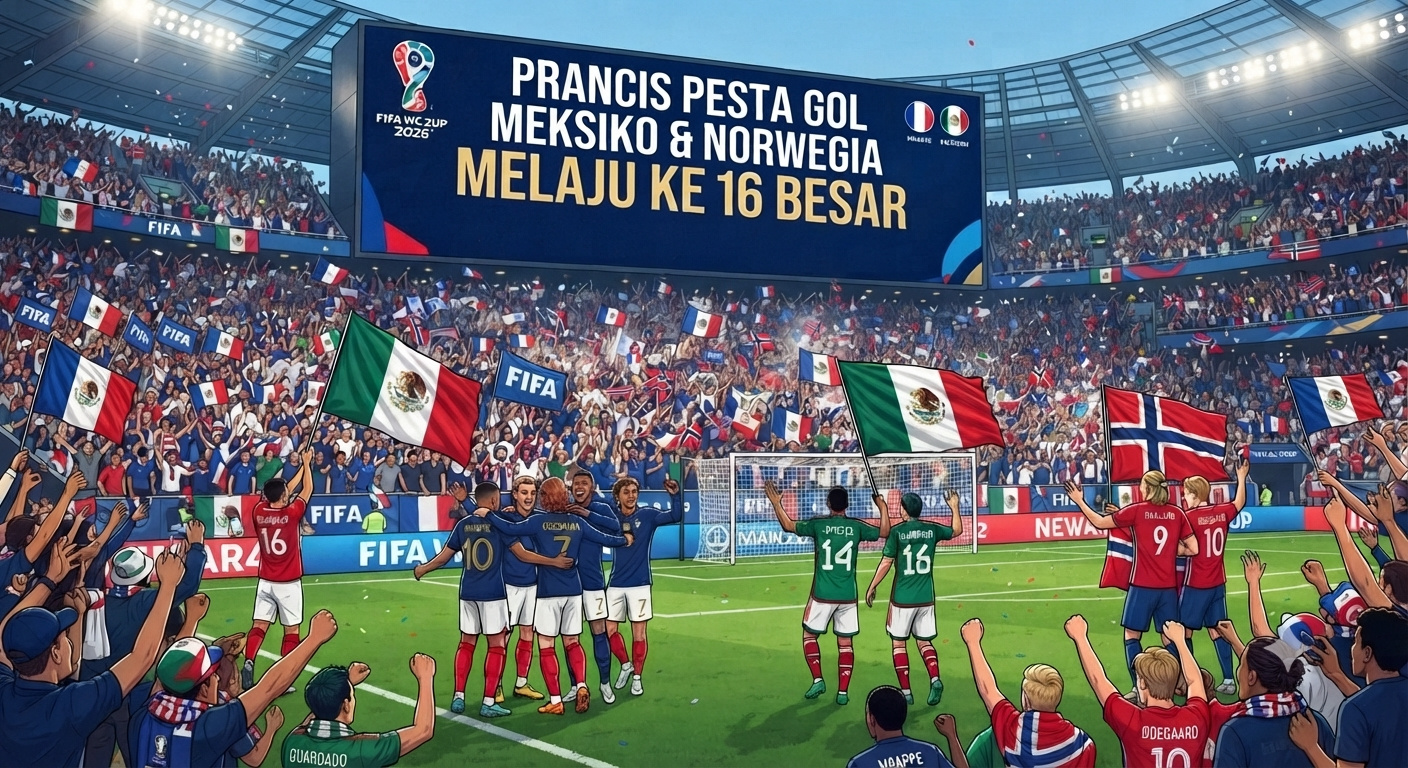 Prancis pesta gol: Meksiko dan Norwegia melaju ke 16 besar Piala Dunia 2026
