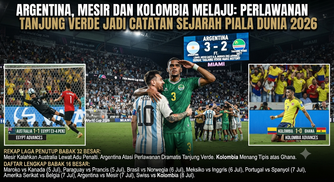 Argentina, Mesir dan Kolombia Melaju: Perlawanan Tanjung Verde jadi catatan sejarah Piala Dunia 2026