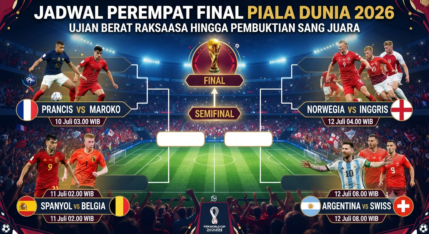 Jadwal perempat final Piala Dunia 2026: Ujian berat raksasa hingga pembuktian sang juara