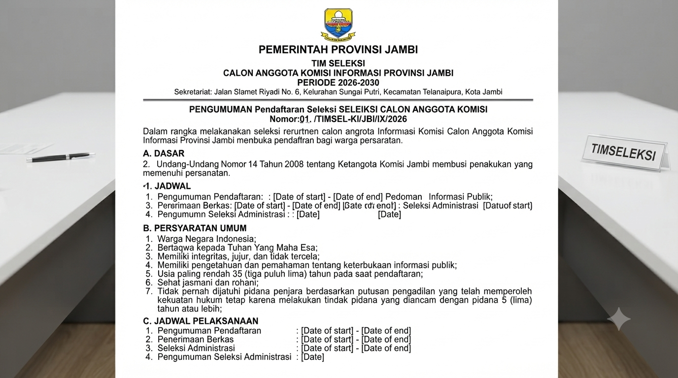 Seleksi Komisi Informasi Jambi 2026