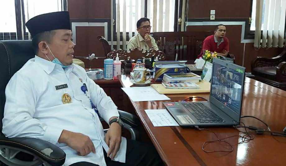 Al Haris saat teleconference dengan gubernur Jambi