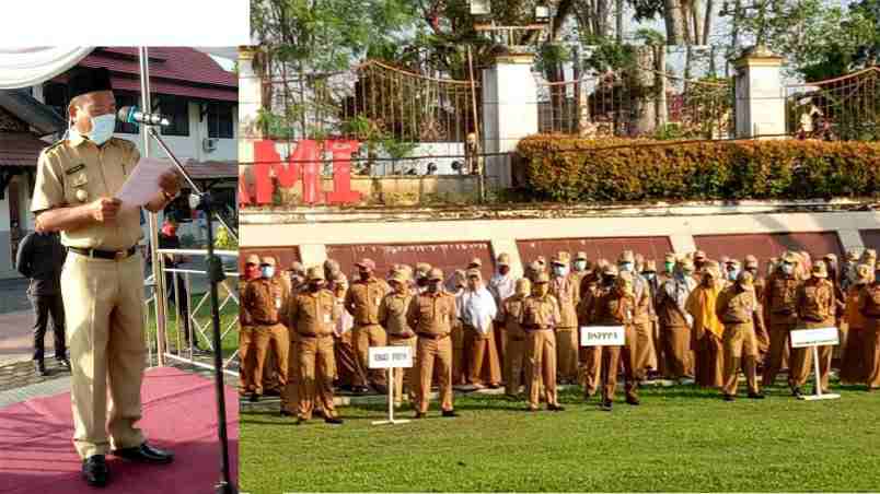 Wabup Mashuri saat pimpin upacara