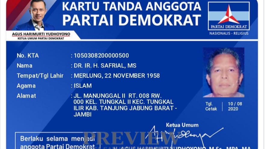KTA Demokrat Safrial yang beredar