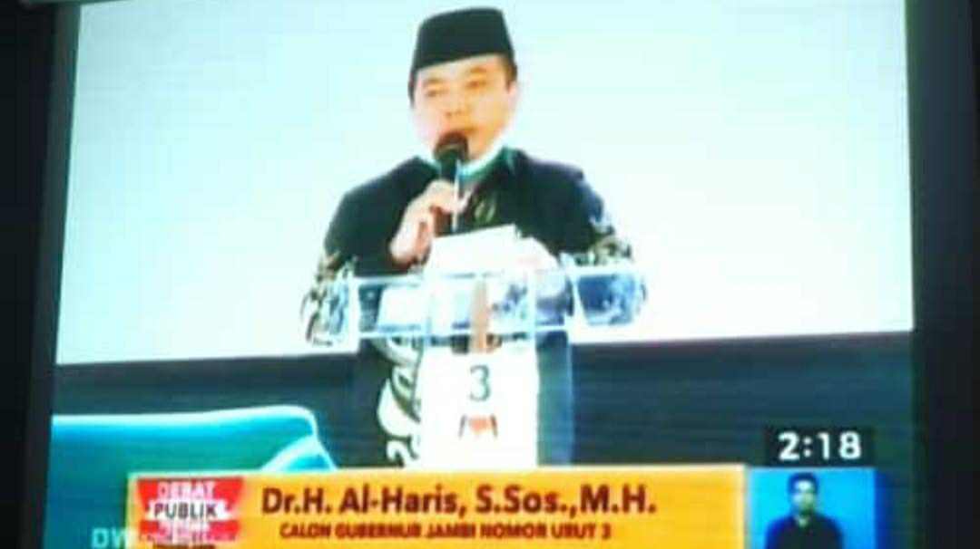 Al Haris saat debat kandidat Pilgub Jambi 
