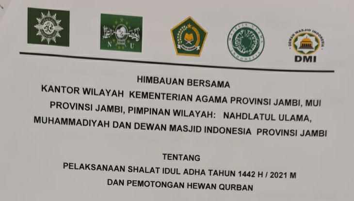 Himbauan bersama pelaksanaan Salat Idul Adha tahun 1442H/2021 M dan pemotongan hewan qurban di Jambi