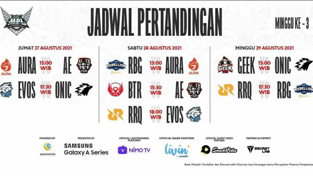 Jadwal MPL ID Season 8 week ketiga