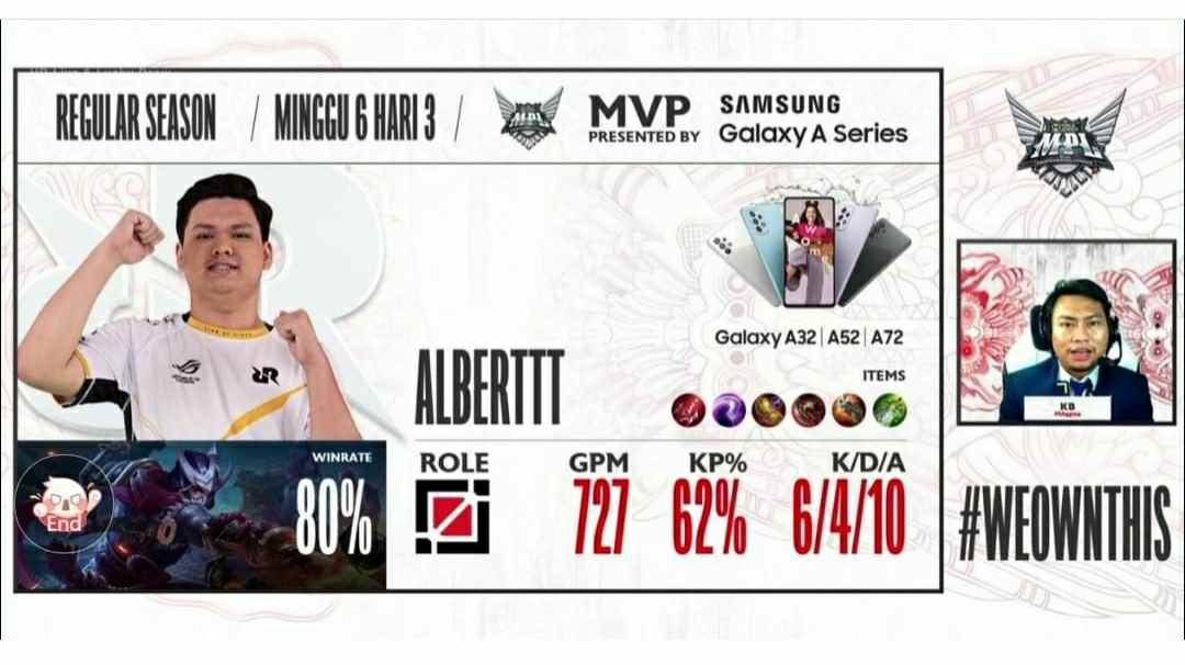 Alberttt sang peraih MPV di match dengan  Aura Fire di MPL ID Season 8