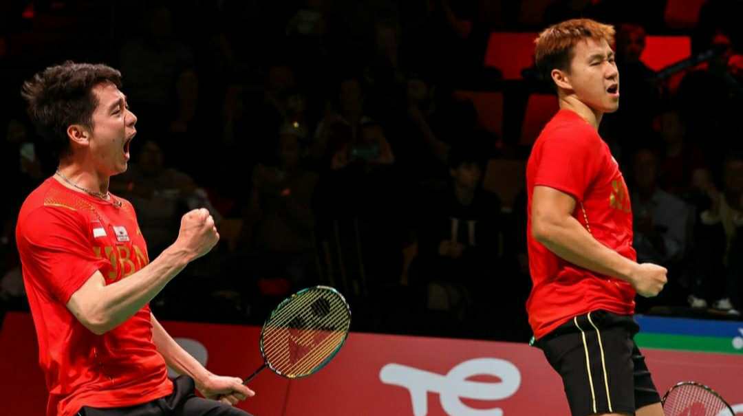 Marcus/Kevin saat bertanding mengahadapi Malaysia