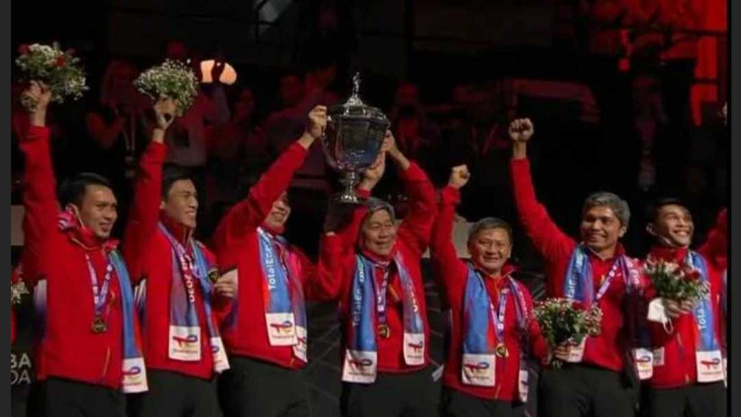Tim Indonesia saat menjuarai Piala Thomas Cup 2020