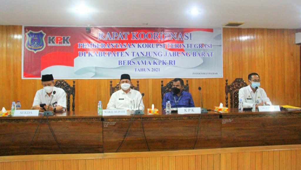Rapat koordinasi pemberantasan korupsi Terintegrasi Pemkab Tanjab Barat bersama KPK RI