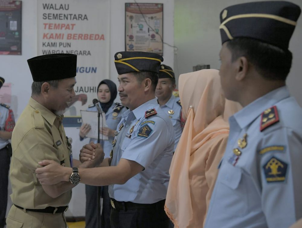 Wabup Merangin, Mashuri saat sambut Kalapas II Bangko yang baru, Bejo