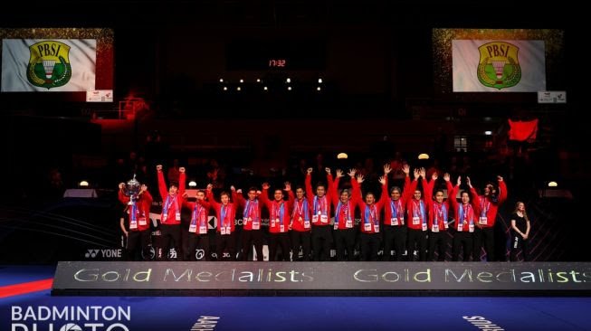 Beregu Indonesia saat menjuarai Piala Thomas 2020
