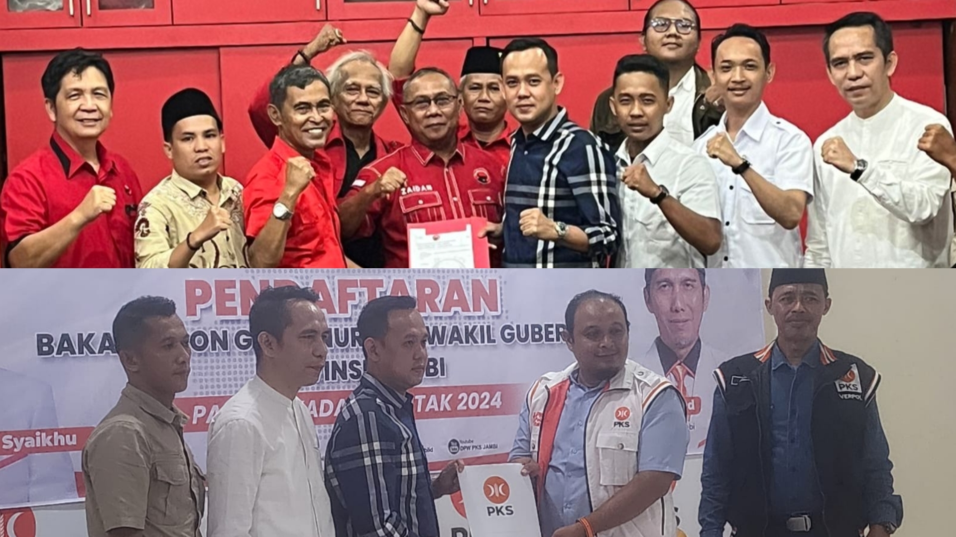 Fikri dan Hasan Mabruri saat ambil formulir pendaftaran Cagub Al Haris di PKS dan PDIP 