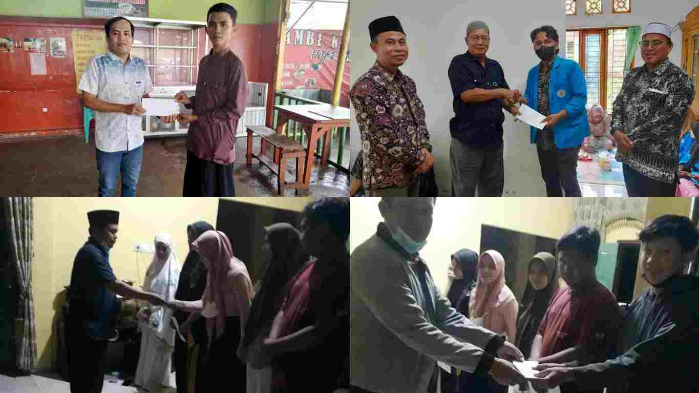 Pengurus PKM Jambi saat salurkan bantuan biaya pendidikan 