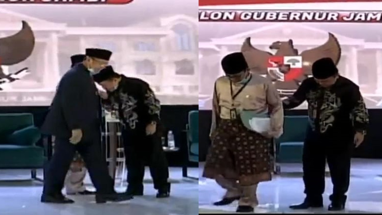 Al Haris saat cium tangan, lalu gandeng Fachrori saat turun panggung