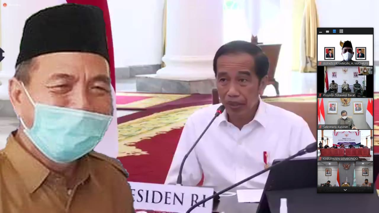 Bupati Mashuri saat ikuti rakor penanganan Covid-19 yang dipimpin langsung Presiden Jokowi
