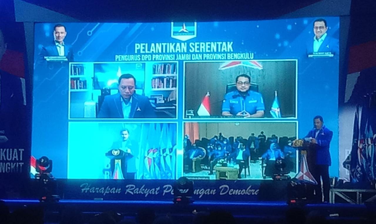 Mashuri saat sambutan di pelantikan pengurus DPD Demokrat Jambi periode 2022-2027