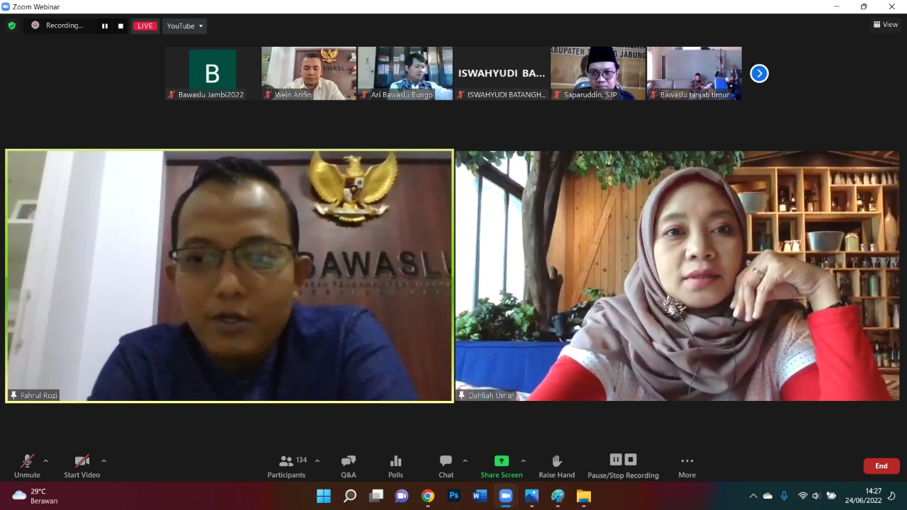  Webinar Identifikasi Pelanggaran untuk Persiapan Pemilu 2024 oleh Bawaslu Jambi