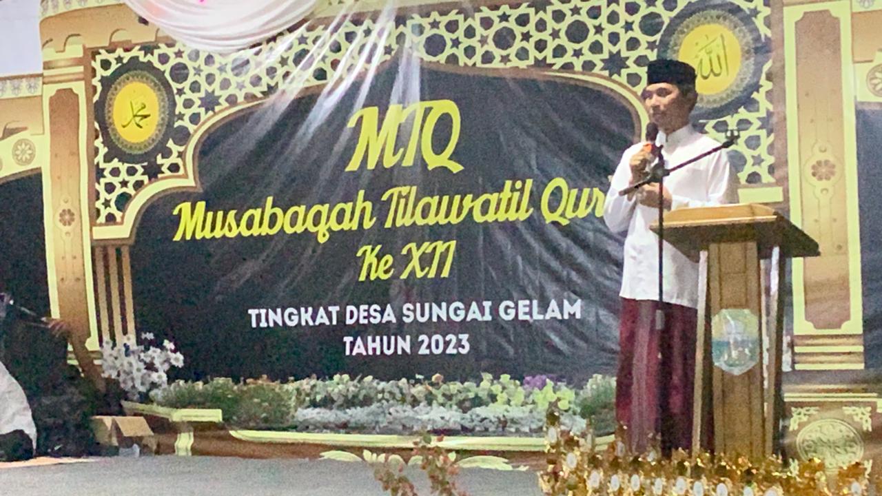Edi Purwanto saat menghadiri kegiatan MTQ ke 12 Tingkat Desa Sungai Gelam, Rabu malam (20/9)