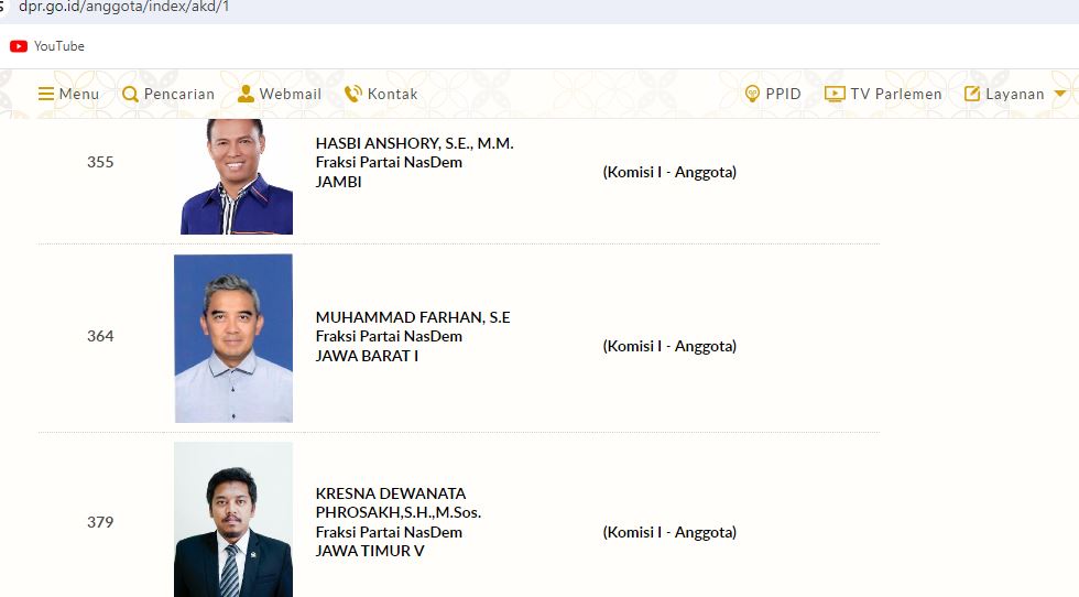 Sebagian anggota Komisi I DPR RI