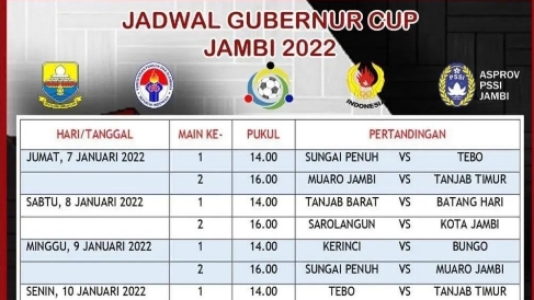 Jadwal Gubernur Cup Jambi 2022