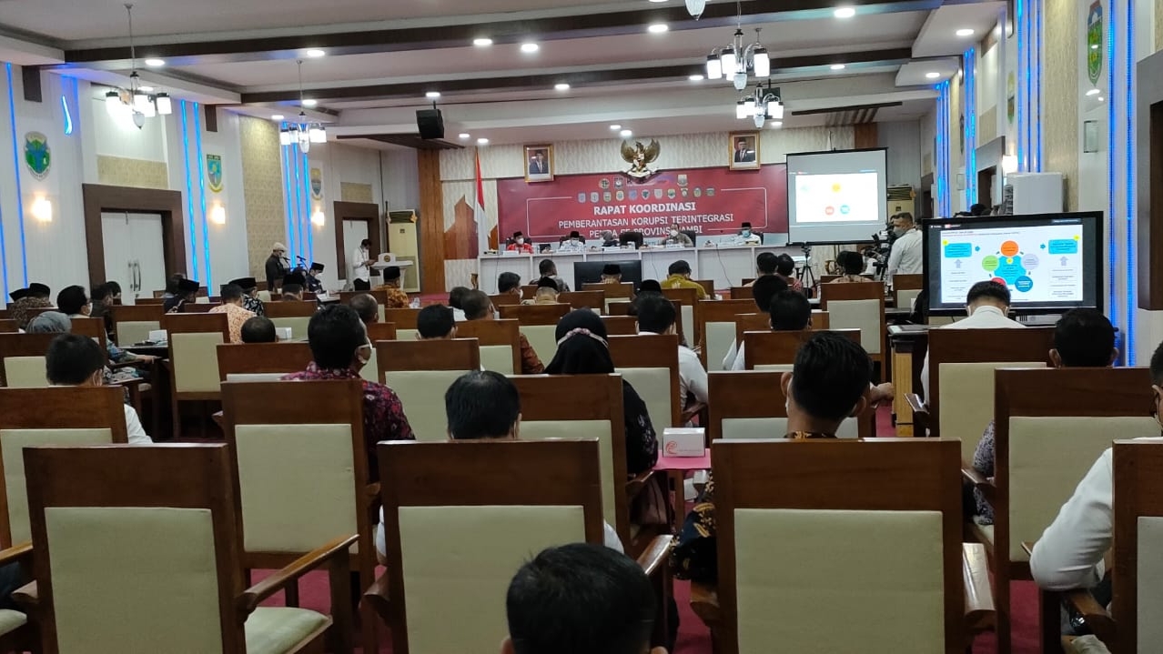 Rakor pemberantasan korupsi oleh KPK di Aula Gedung Pola Kantor Gubernur Jambi 