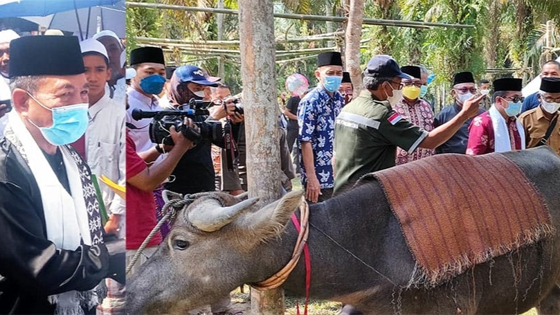 Gubernur Al Haris dan Bupati Mashuri saat buka 'Bantai Adat'