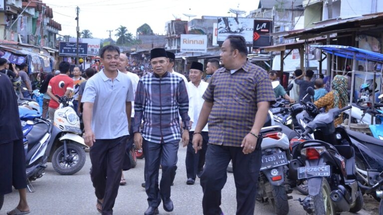 Pj Bupati Aspan saat tinjau kebakaran gudang pecah belah di Pasar Rimbo Bujang