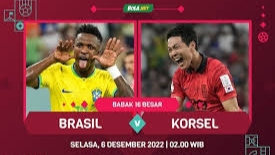 Brazil vs Korea Selatan 16 besar Piala Dunia 2022 Qatar