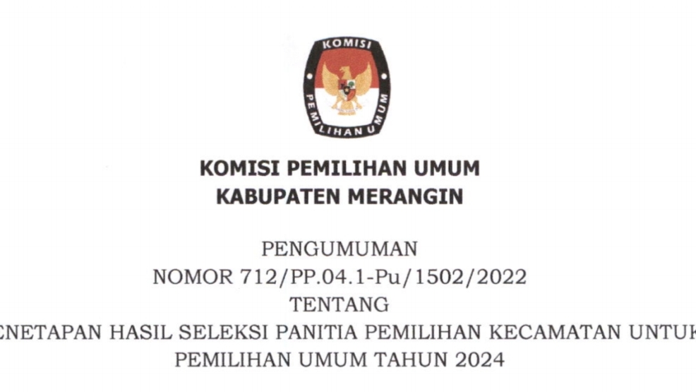 Pengumuman 5 besar lulus PPK oleh KPU Merangin