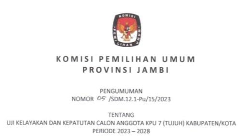 FPT KPU 7 Kabupaten di Jambi