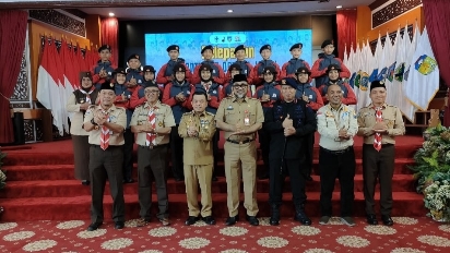 Al Haris lepas kontingen Pramuka Jambi LT-V 2023, Selasa (13/6)