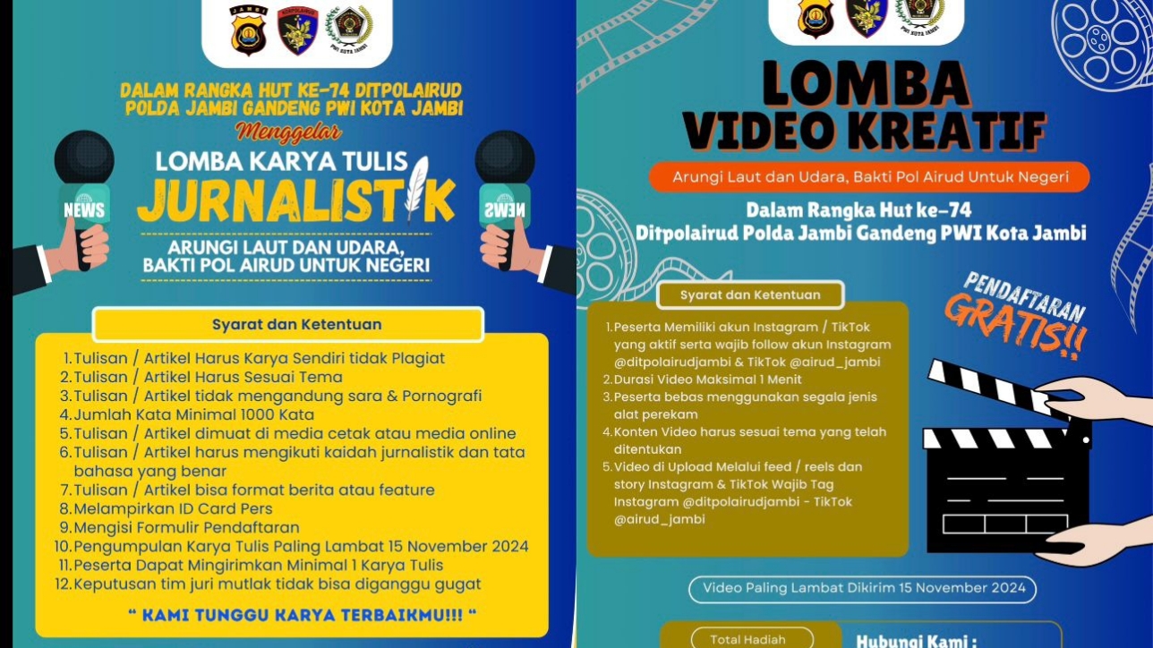 Lomba karya tulis jurnalistik Ditpolairud Polda Jambi berkerjasama dengan PWI Kota Jambi