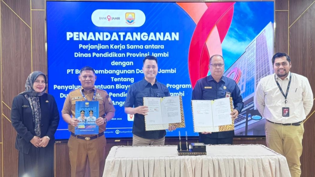 Disdik Jambi MoU dengan Bank 9 Jambi untuk penyaluran bantuan biaya pendidikan program Dumisake