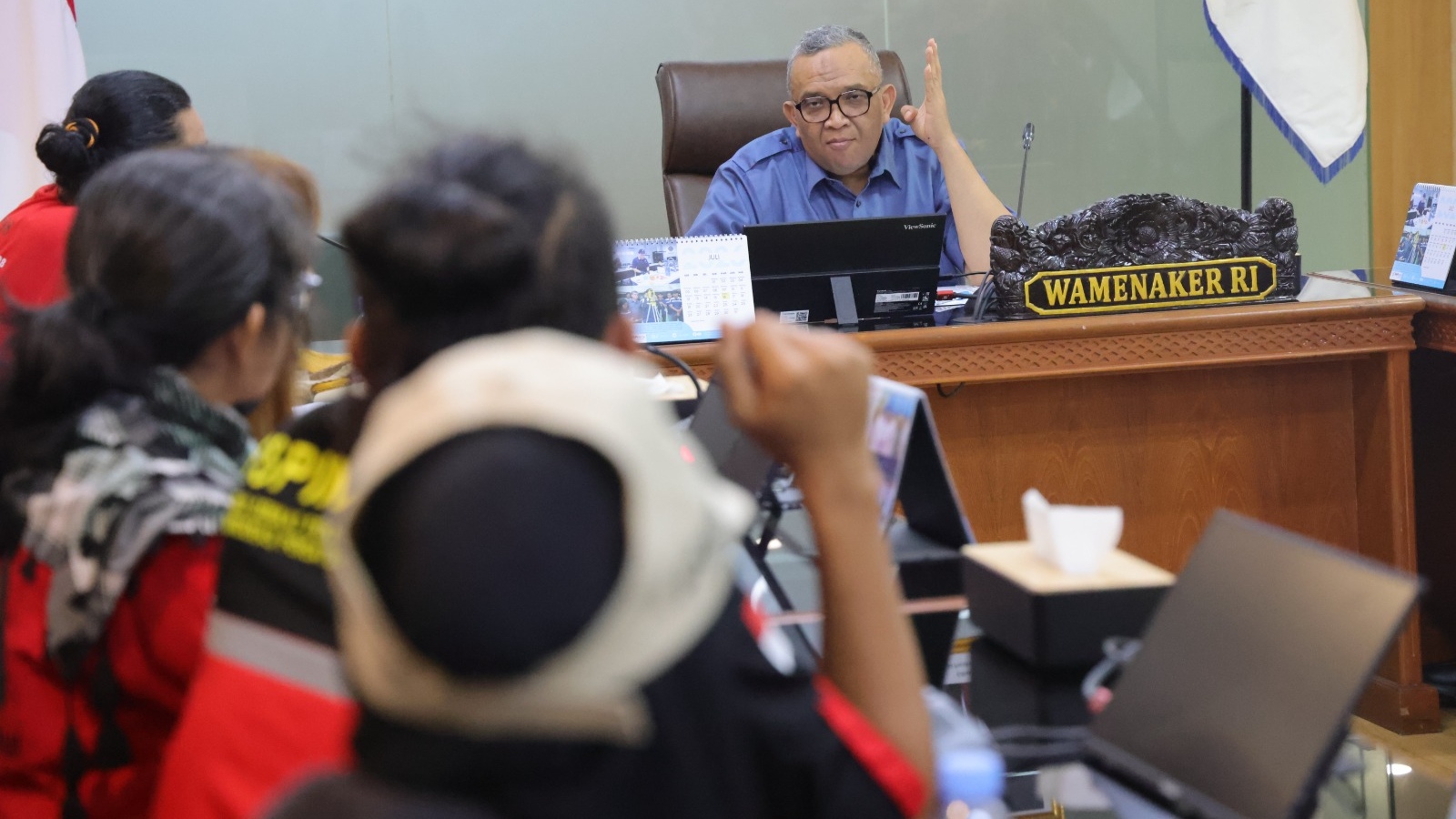 Wamenaker), Afriansyah Noor terima aspirasi KPBI, Kamis (4/6)