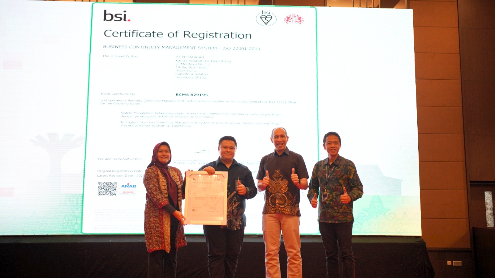 PT Pegadaian raih Sertifikasi ISO 22301:2019