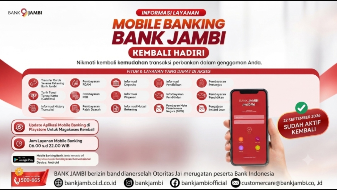 Kabar gembira, M-Banking Bank Jambi kembali bisa diakses
