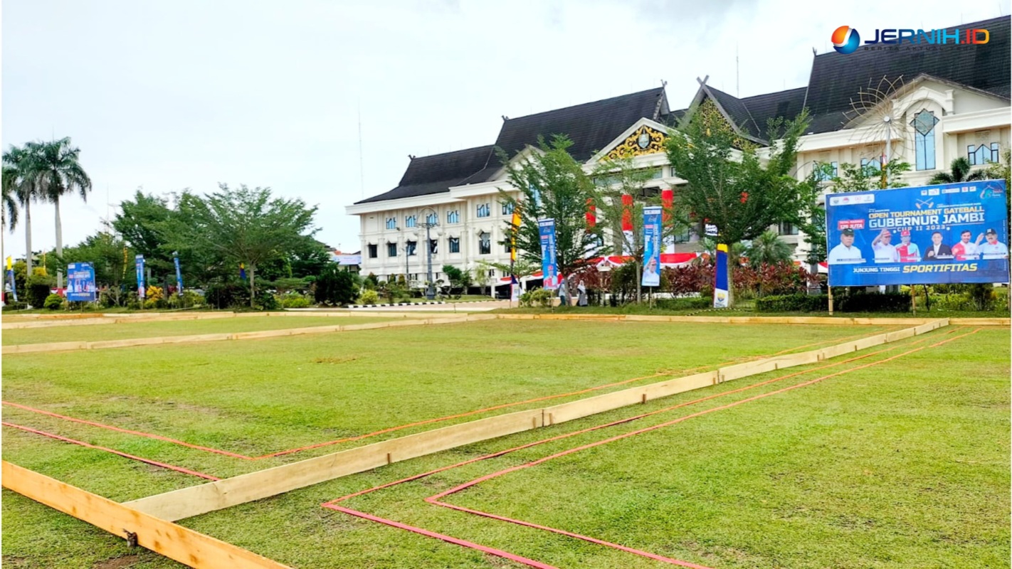 Lokasi Open Turnamen Gateball Gubernur Jambi Cup II di halaman Kantor Gubernur Jambi, Rabu (4/1)