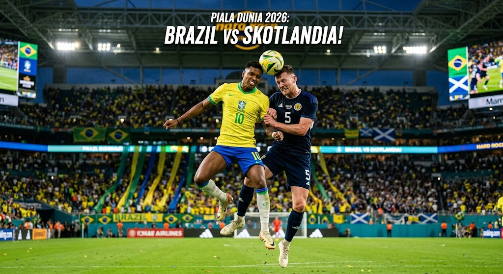 Ilustrasi Skotlandia vs Brasil Piala Dunia 2026