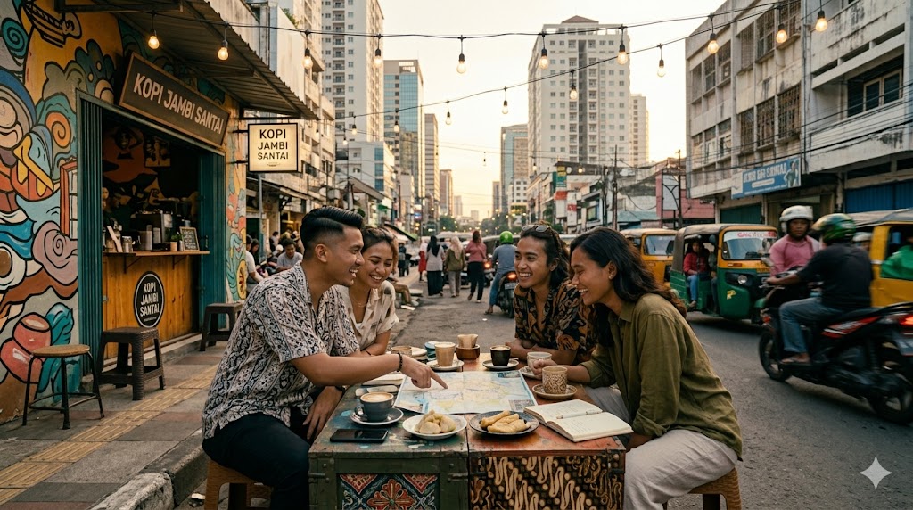Ilustrasi slow living di tengah kota