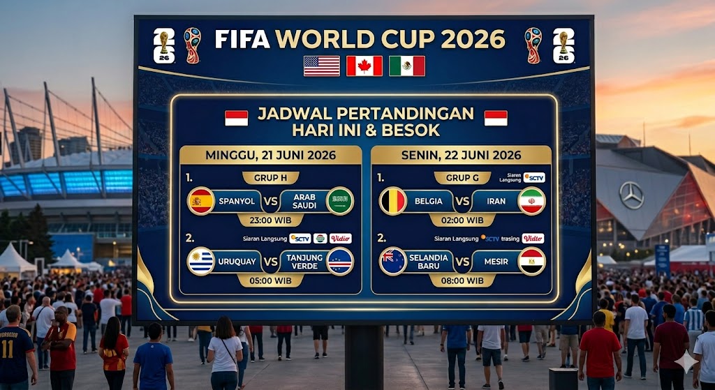 Jadwal Piala Dunia 2026 malam ini dan besok: Spanyol dan Belgia mengais poin krusial