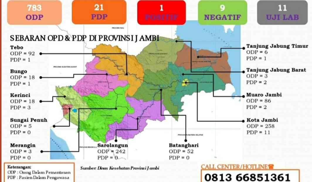 Sebaran kasus corona di Provinsi Jambi