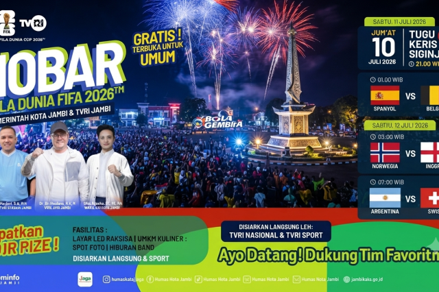 Pemkot Jambi Gelar Nobar Piala Dunia 2026 di Tugu Keris: Ada Kuliner Hingga Doorprize
