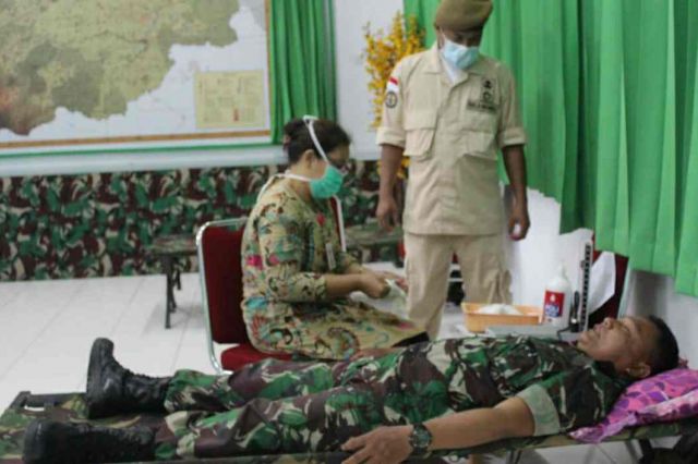 Antisipasi Kekurangan Stok Akibat Social Distancing, Kodim Sarko Gelar Donor Darah
