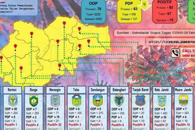 Update Corona Jambi 28 Mei: Positif dan Sembuh Tetap, PDP Menurun