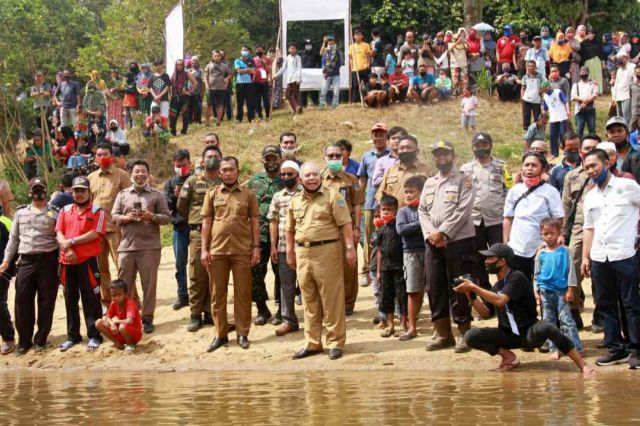 Bupati Safrial Mulai kegiatan Panen Ikan Sungai Lubuk Larangan Raja Gagak Dusun Mudo