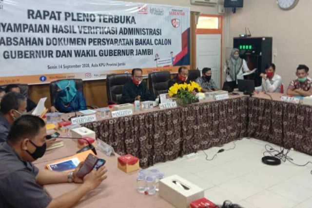 KPU Sebut Tiga Kandidat di Pilgub Jambi Belum Penuhi Syarat
