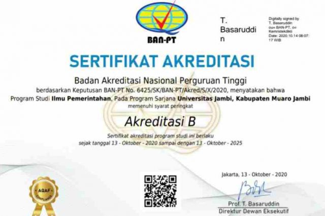 Prodi Ilmu Pemerintahan UNJA Raih Akreditasi B